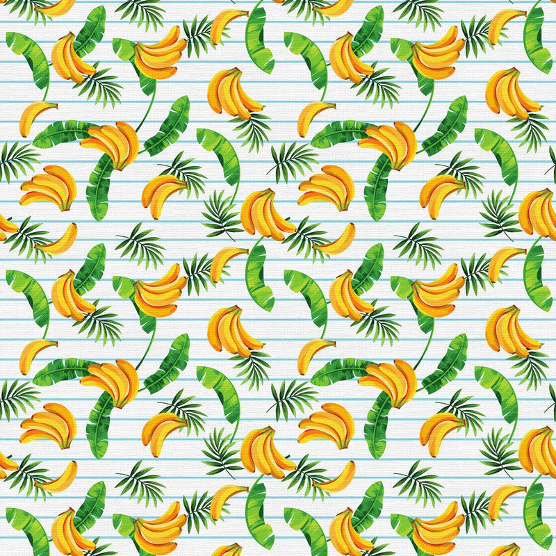 Tropicana Bananas White Fabric