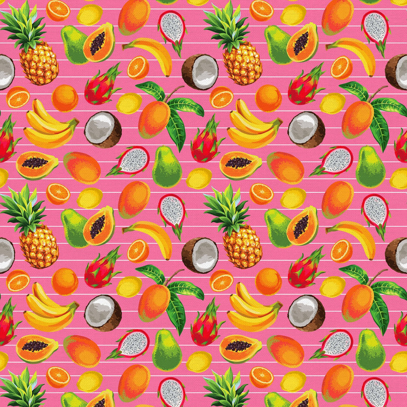 Tropicana Striped Fruit Pink Fabric