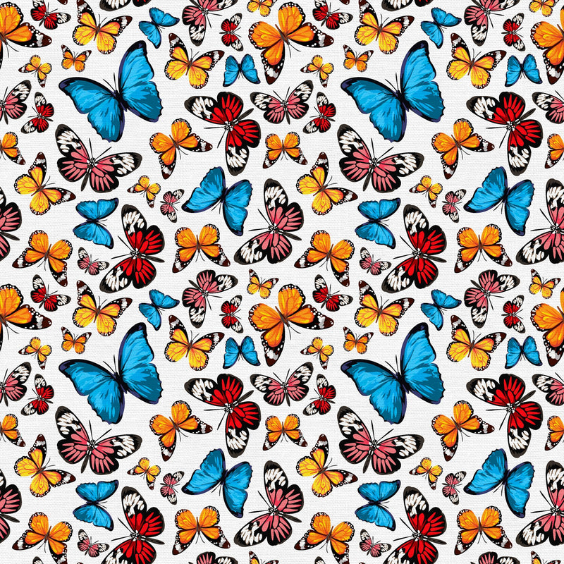 Tropicana Butterflies White Fabric