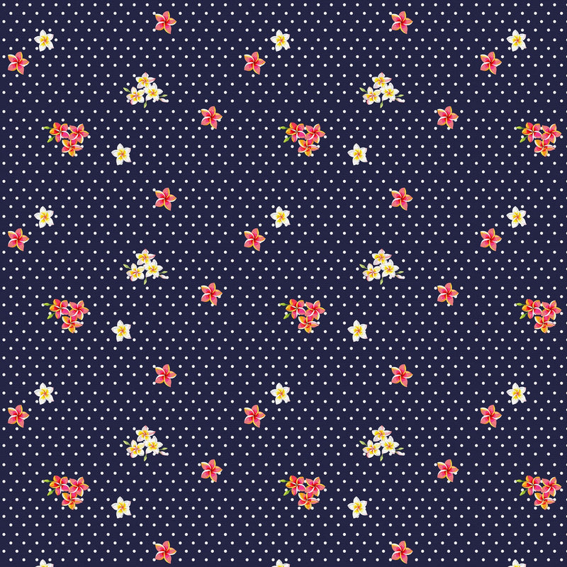 Tropicana Ditsy Flower Navy Fabric