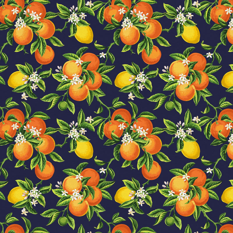 Tropicana Citrus Navy Fabric