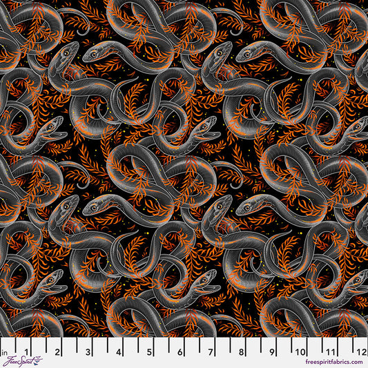 Costumes & Cobwebs Sneaky Snakes Black Fabric