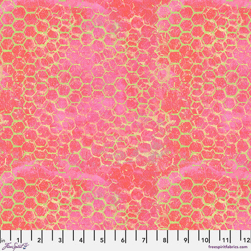 Butterfly Fields Honeycomb Pink Fabric