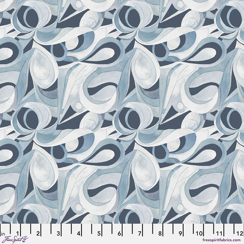 Sea Sisters Swirl Indigo Fabric