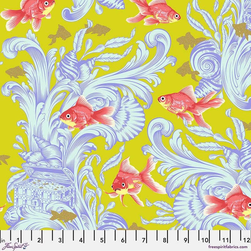 Metallic Besties Treading Water Clover Fabric