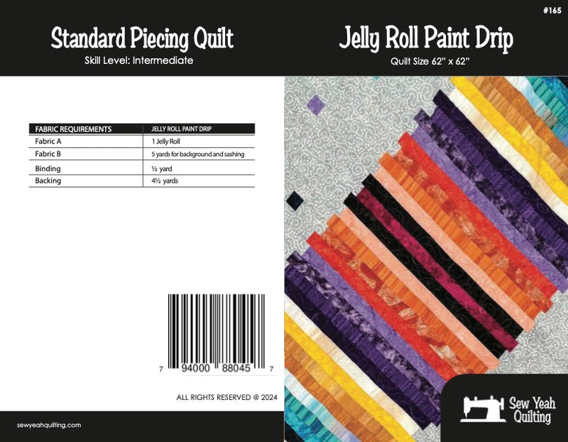 Jelly Roll Paint Drip Quilt 62" x 62"