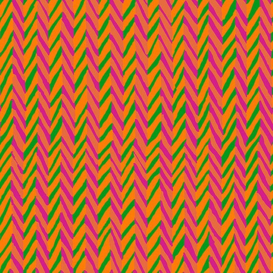 Kaffe Fassett Collective February 2026 - Herringbone Stripe - Orange - Yardage