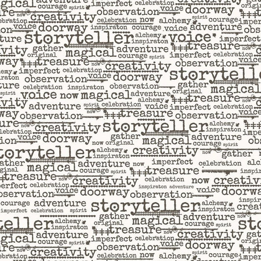 Stamped - Wordster Paper - Cream - Yardage
