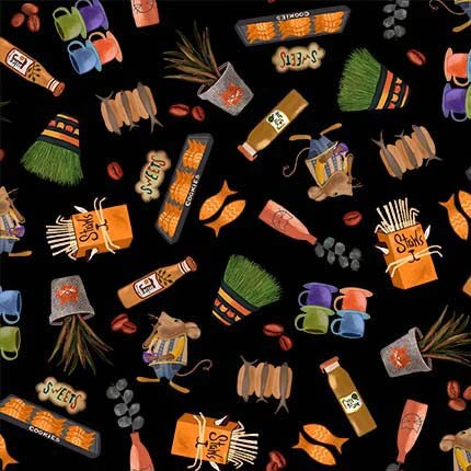 Purrsuit of Coffeeness Cat Stuff DDC12486-BLAC-D Yardage