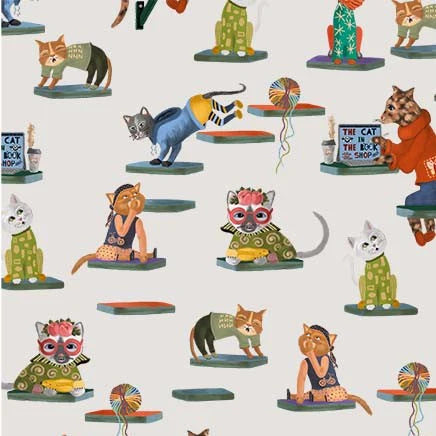 Purrsuit of Coffeeness Cat Tower DDC12483-GRAY-D Yardage