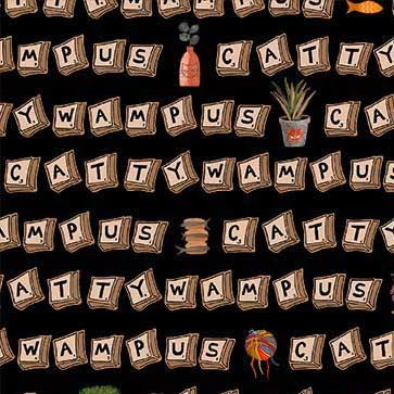 Purrsuit of Coffeeness Cattywampus DDC12481-BLAC-D Yardage