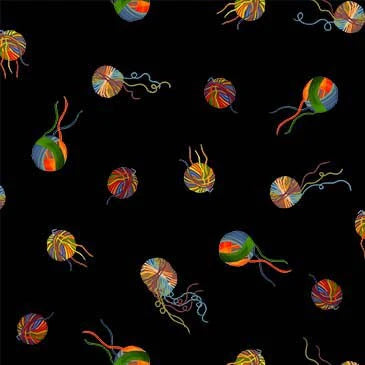 Purrsuit of Coffeeness Yarn Lovers DDC12485-BLAC-D Yardage