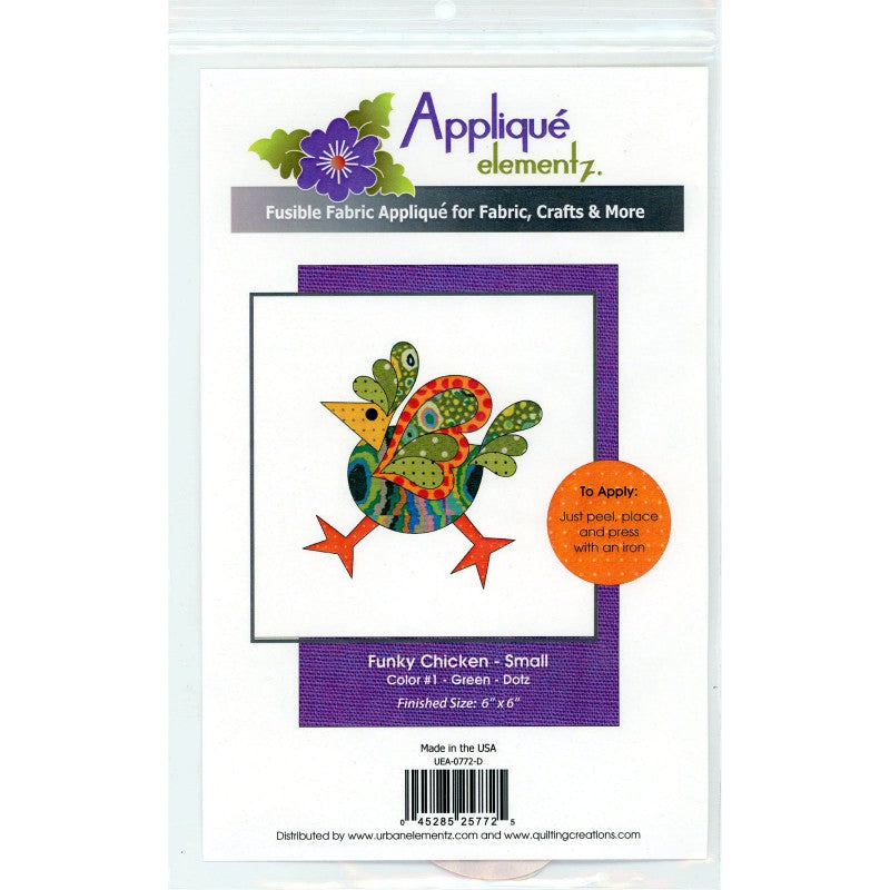 Applique Elementz Funky Chicken-Small Green