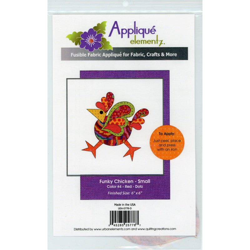 Applique Elementz  Funky Chicken-Small Red