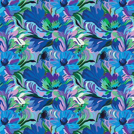 Quilting Cuddle Wandelust Wanderlust Florals Blue Yardage