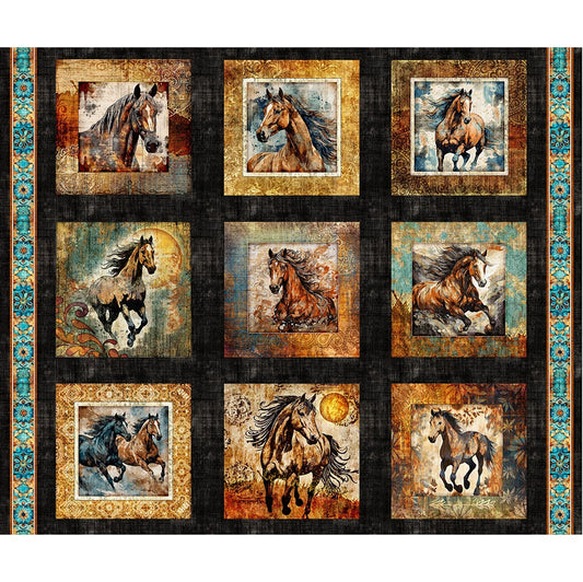 Born To Run - Wild Horse Picture Patches - Cream #31475-E - Panel