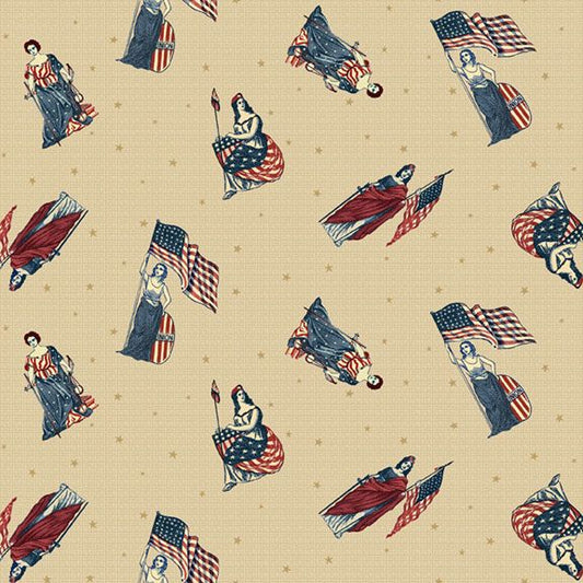 American Icons - Marcus - Patriotics Ladies - Beige - Yardage