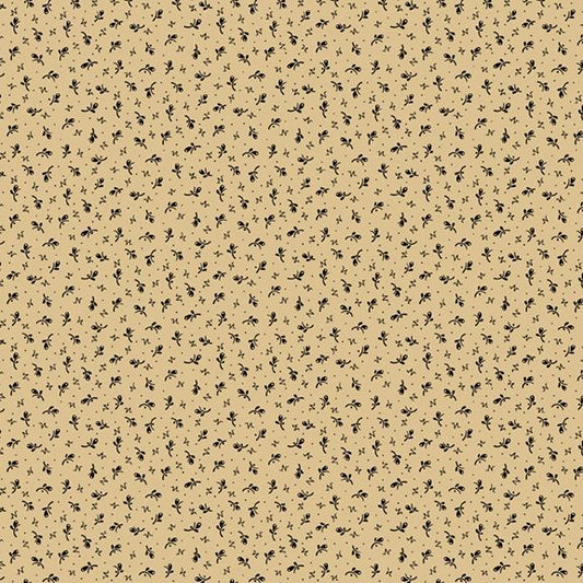 Cotton Thimble Miniatures Abstract Flowers Beige Fabric