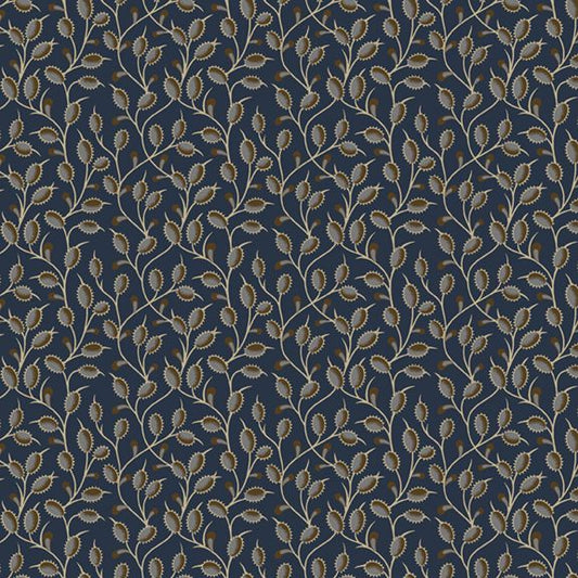 Stone Cottage Heirloom Flowers Navy Fabric