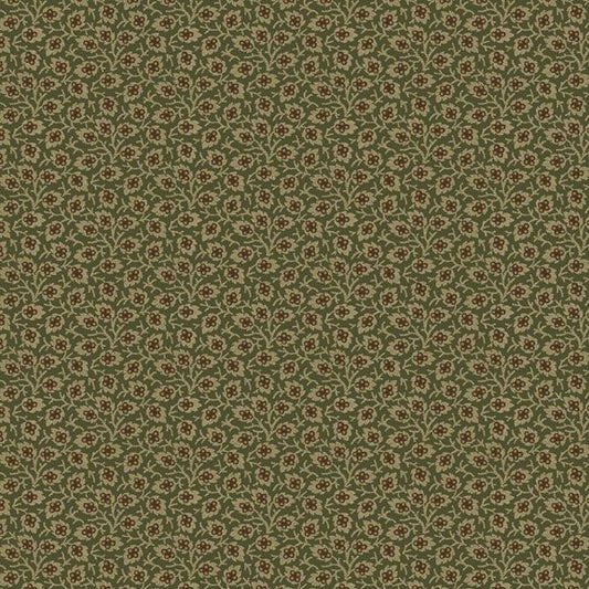 Old Village Greens - Sweet Leaves - Green - Yardage