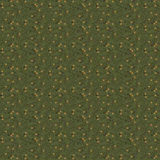 Old Village Greens - Tiny Berries - Green - Yardage