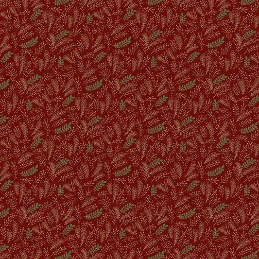 Pineberry Lane - Holiday Greenery - Red - Yardage