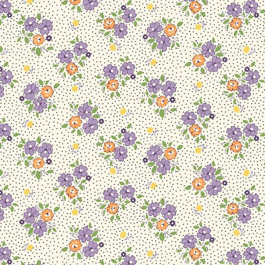 Aunt Grace Goes Scrappy Floral Lilac Fabric