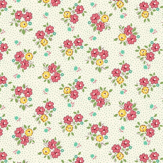 Aunt Grace Goes Scrappy Floral Pink Fabric