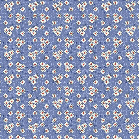 Aunt Grace Goes Scrappy Daisy Blue Fabric