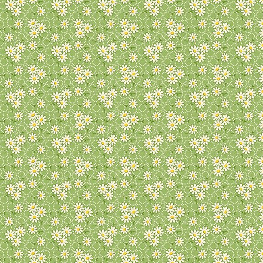 Aunt Grace Goes Scrappy Daisy Green Fabric