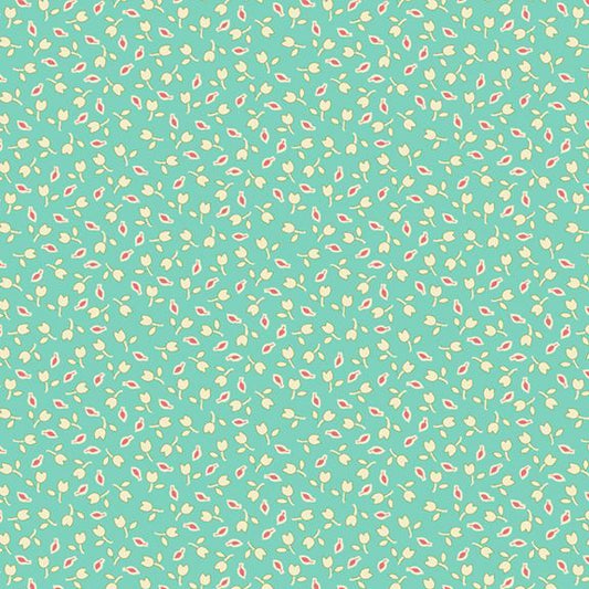 Aunt Grace Goes Scrappy Tulips Aqua Fabric
