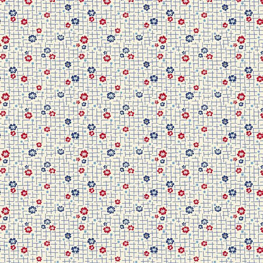Aunt Grace Goes Scrappy Grid Cream Fabric
