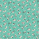 Aunt Grace Goes Scrappy Cat Aqua Fabric