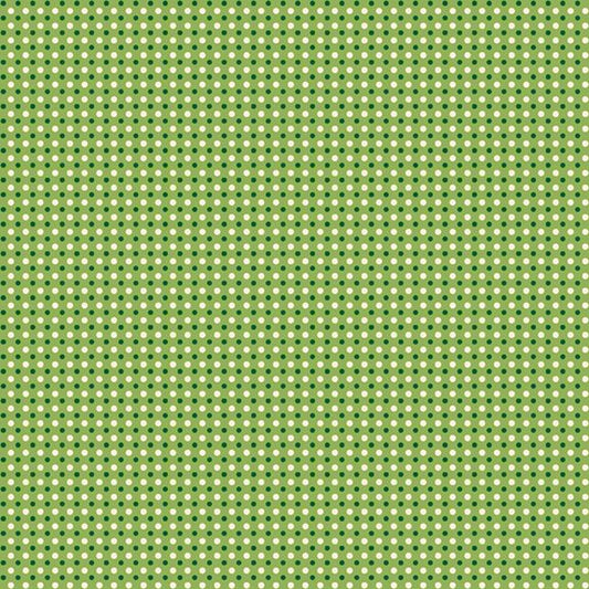 Aunt Grace Goes Scrappy Dots Green Fabric