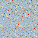 Be My Valentine Flower Blue Fabric