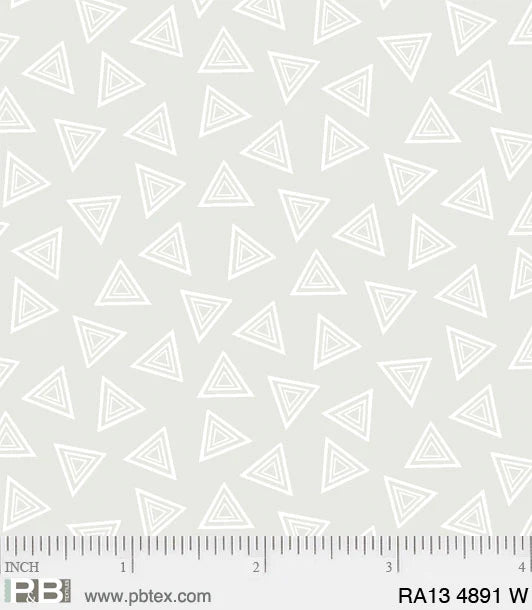 Ramblings 13 White Filled Triangles Fabric