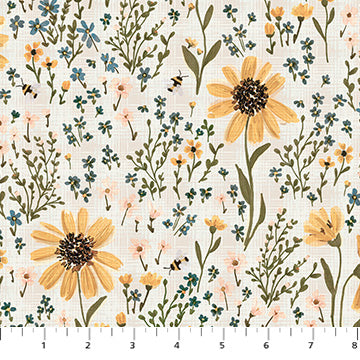 Humblebee Field Floral Cream Fabric