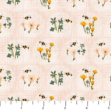 Humblebee Field Bees Pink Fabric