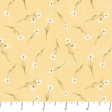 Humblebee Tossed Floral Yellow Fabric