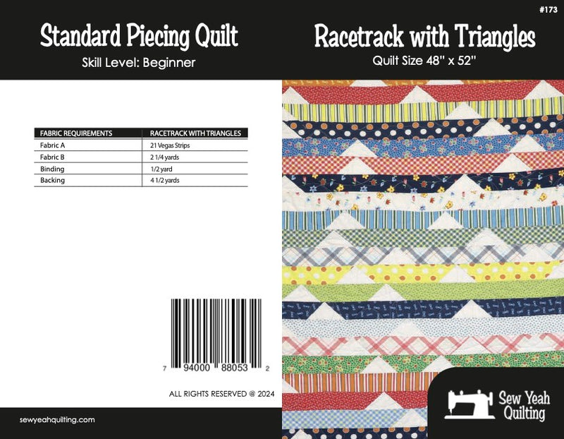 Racetrack with Triangles Quilt 48" x 52"