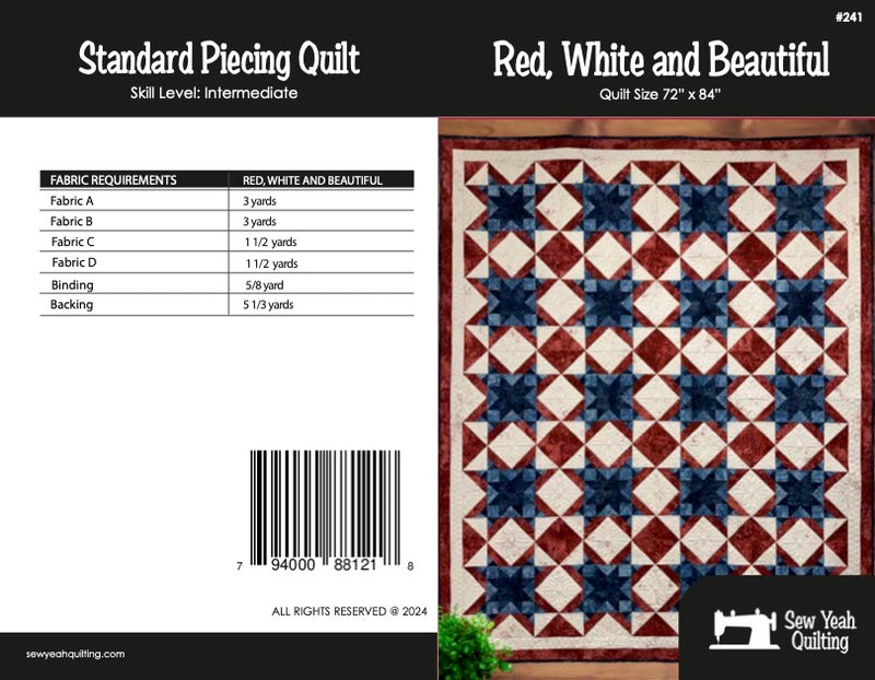 Red, White and Beautiful Quilt 72" x 84"