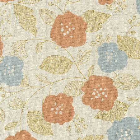 Cotton Flax Prints Vines Dusty Pink Fabric