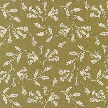 Cotton Flax Plants Mocha Fabric