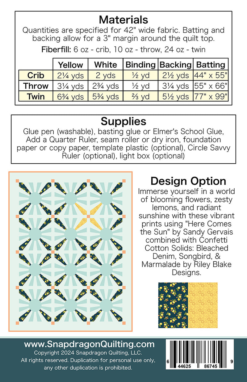 Sunshine Puff Quilt Pattern