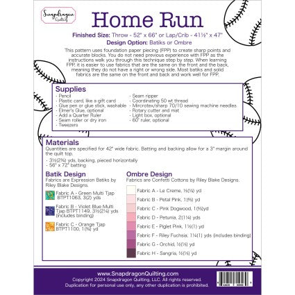 Home Run Quilt Pattern
