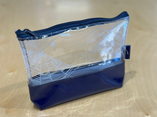 Clear Vinyl Bag - Spider Webs with Navy Blue Base
