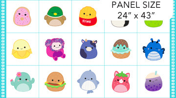 Squishmallows - Blocks 24"x43" - White - Panel