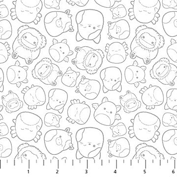 Squishmallows - Line Drawn - White - Yardage