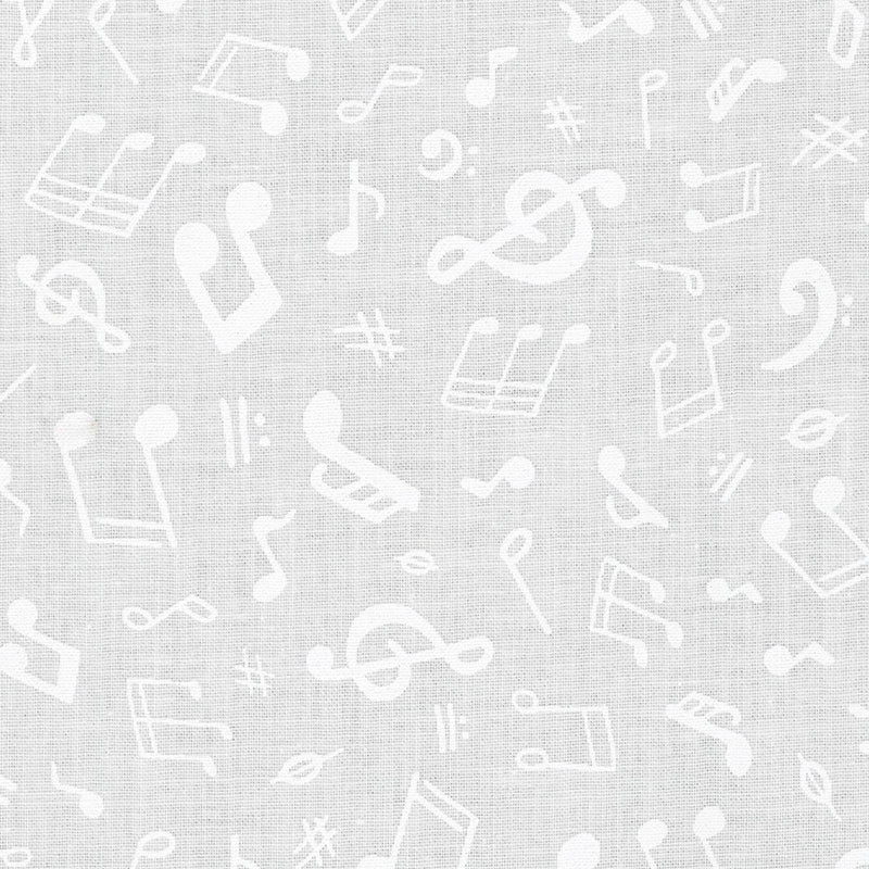 Mini Madness White Music Notes Yardage