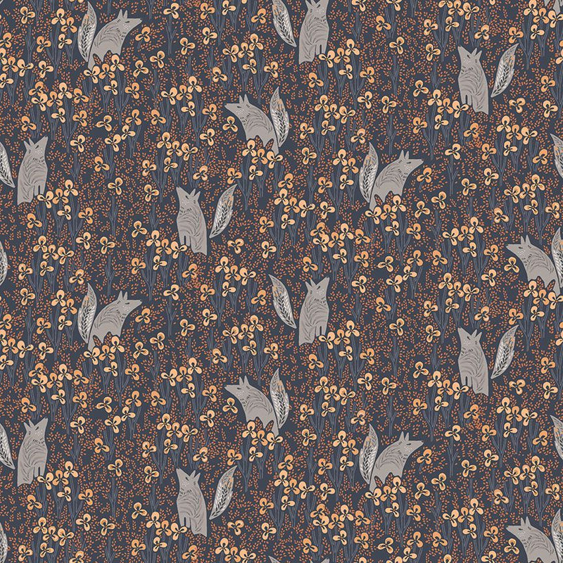 Full Moon Desert Coyote Howl Midnight Fabric